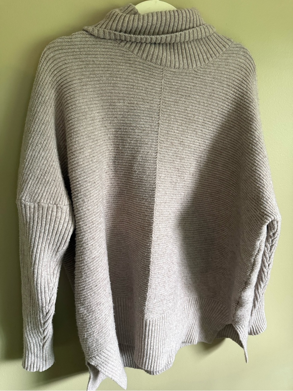 HALARA XL Cowl Neck Sweater in Light Taupe